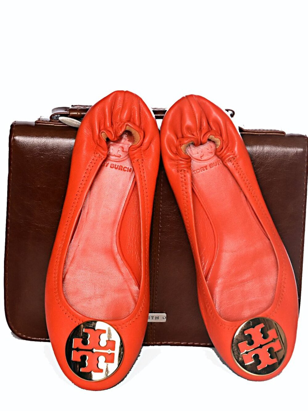 TORY BURCH Vibrant Orange Leather Minnie Ballet Flats Size 7 -Same Day Shipping* - Picture 2 of 10